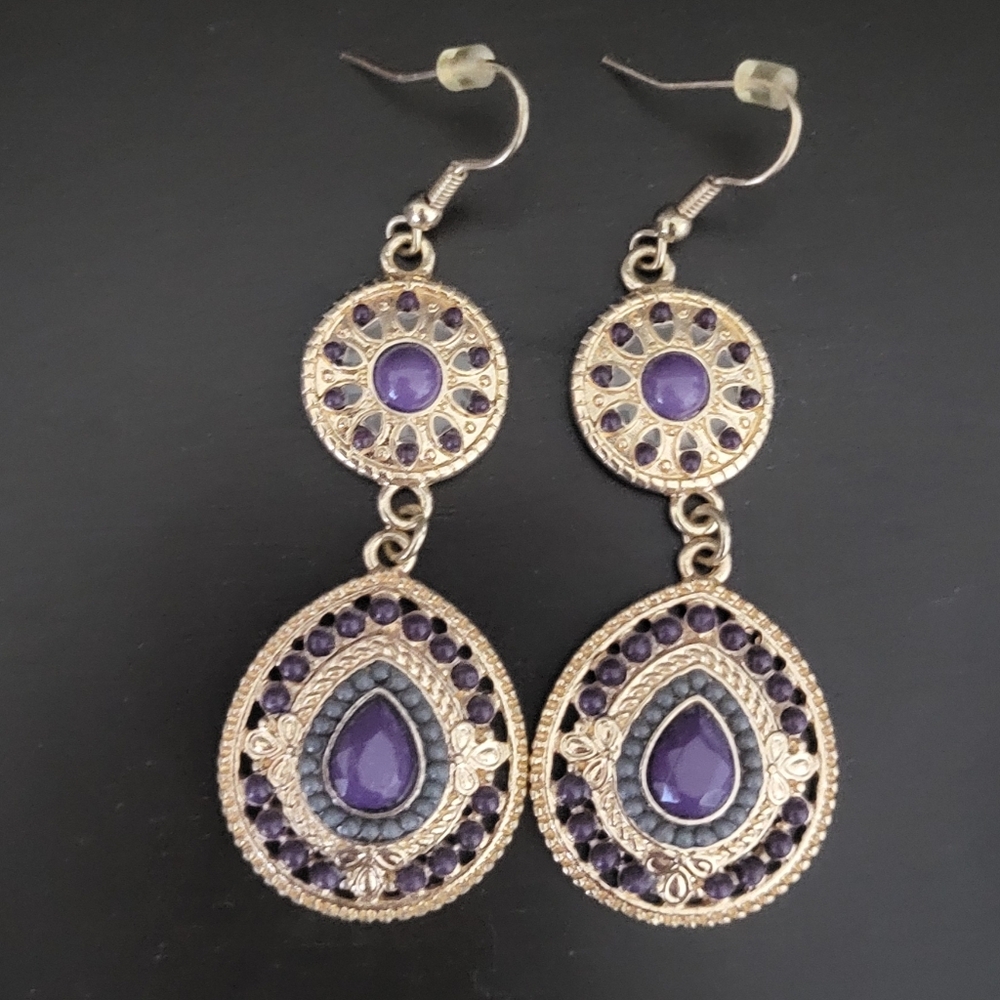 5 Items For $25 Elegant Purple Dangle Earrings